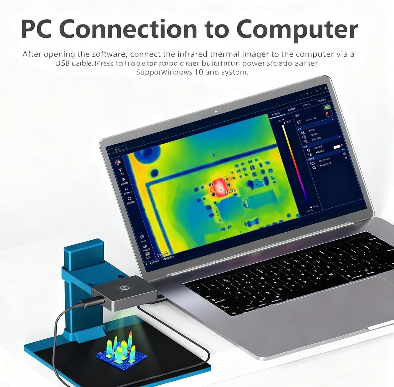 Wärmebildkamera, 256 x 192 Auflösung für PCB-Fehlererkennung, verstellbare Linsenhöhe, Makro-Thermoanalysator für Elektronikprüfung und Inspektion