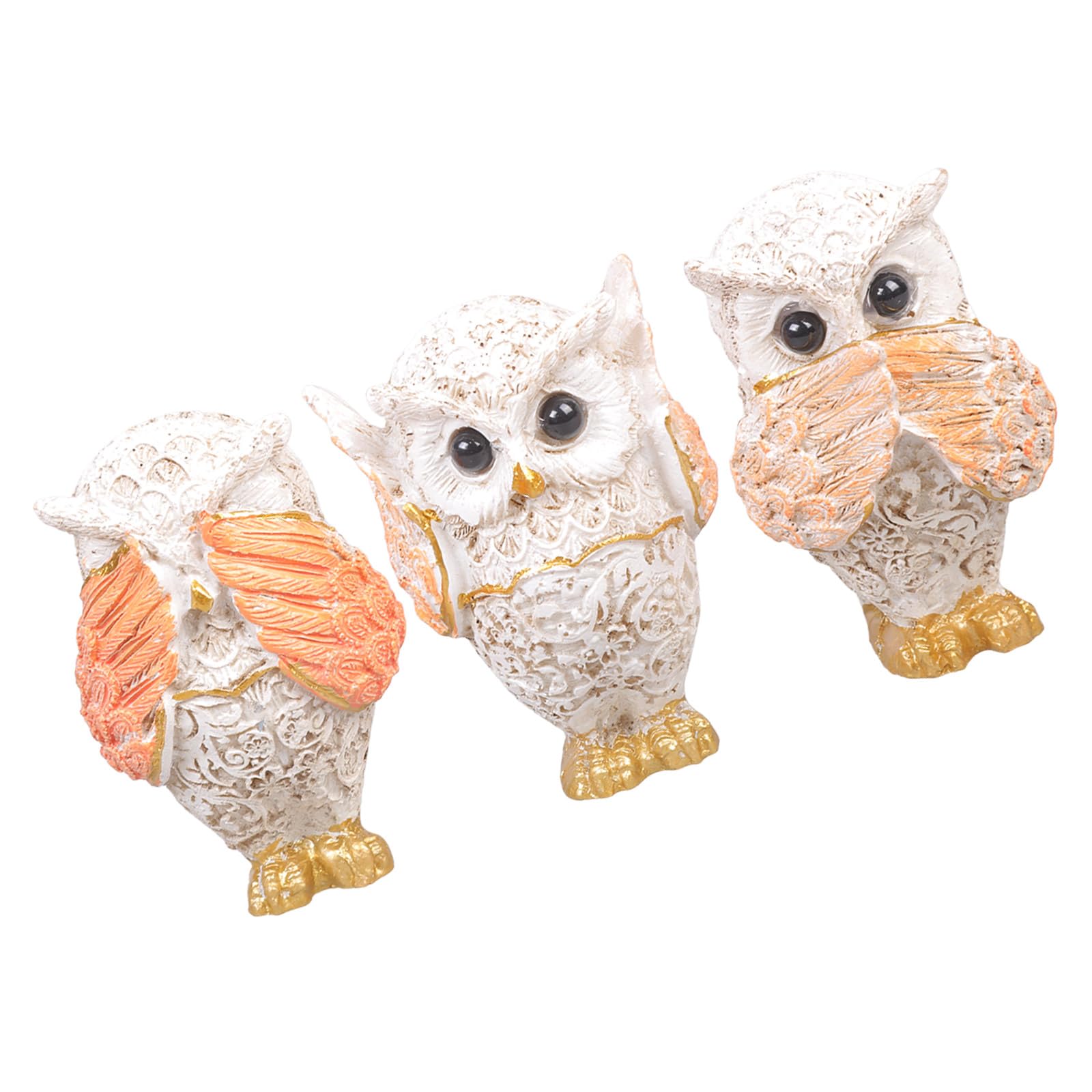 sodeber Resins Owl Sculptures Set Of 3 Unique Hear Not See Speak Animal Figurines Ornaments For Home And