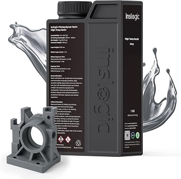 Inslogic High Temp 3D Printer Resin, Functional Resin 405nm DLP LCD UV-Curing Photopolymer Resin for Prototyping, Ducting, High Precision Printing,1KG Grey