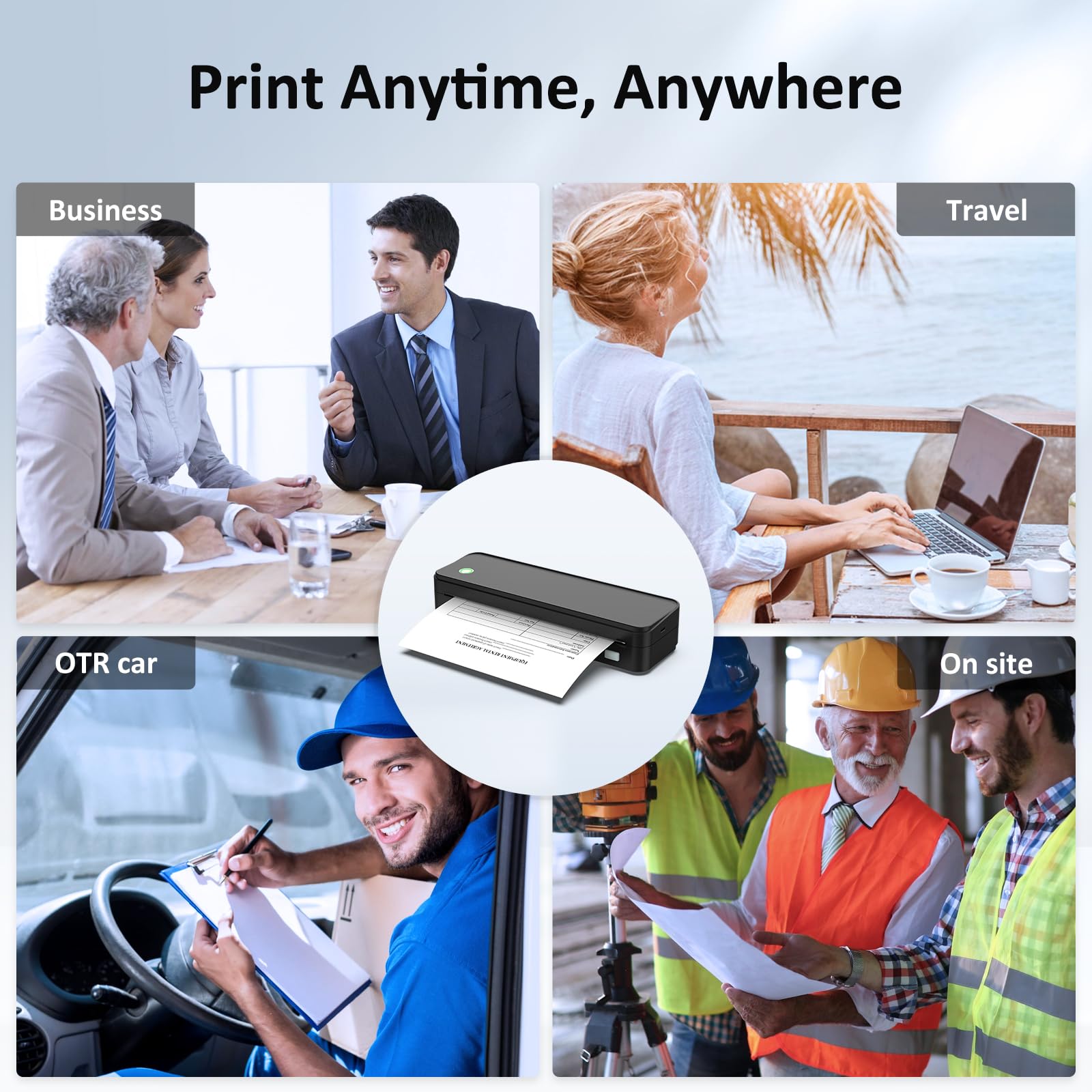 Inkless Portable Printer for Travel Wireless Thermal Printer Supports 8 5 x 11 Inch Thermal Paper Bluetooth Machine — view 5