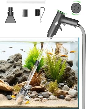 AQQA Aquarium Gravel Cleaner, 4-in-1 Upgrade Suction Power Manual Fish Tank Gravel Vacuum Cleaner Tools for Aquarium Water Changer with Water Flow Adjustment Use for Fish Tank Cleaning Gravel Sand