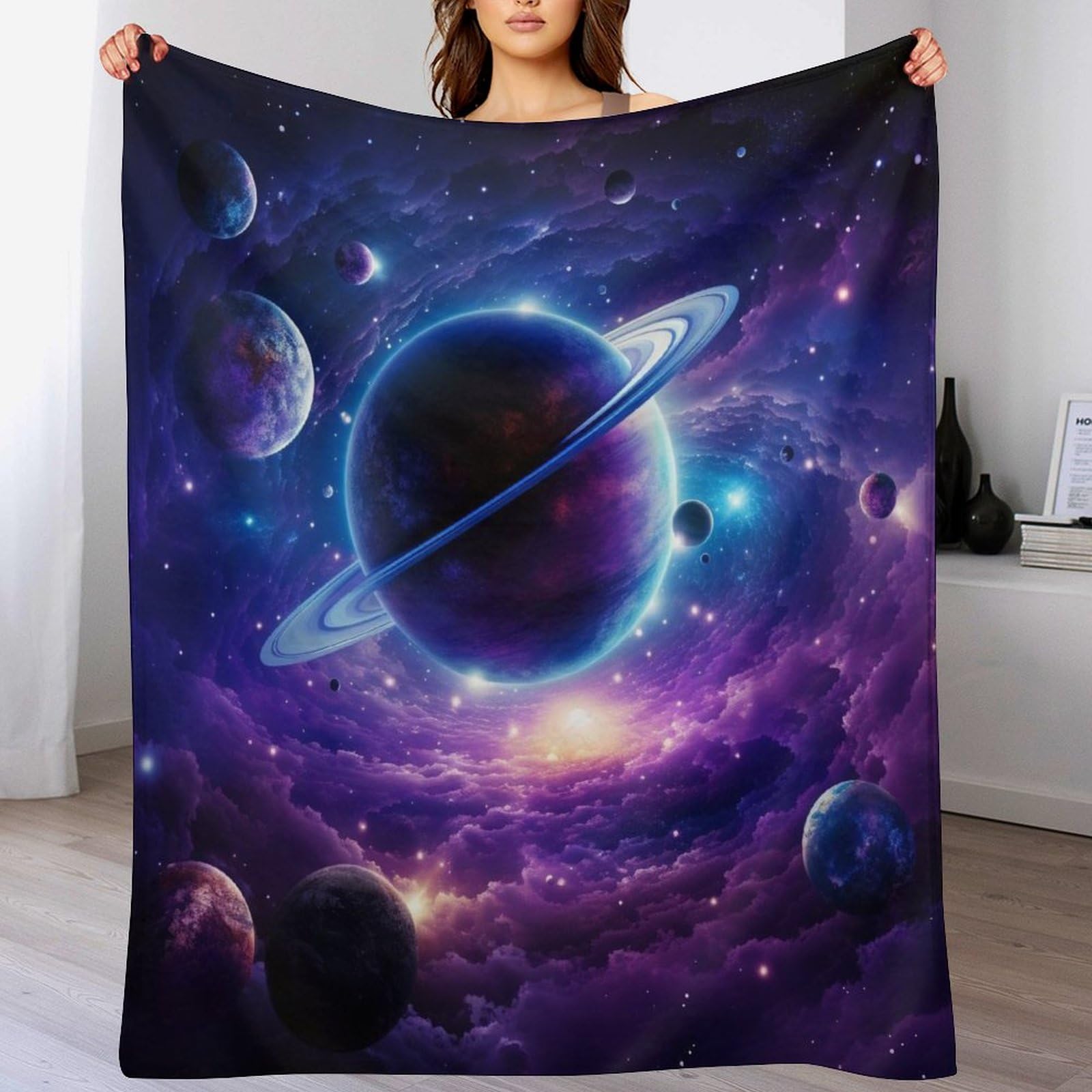 Linge de lit planète 3D grand format 180x200 pour surmonter le froid