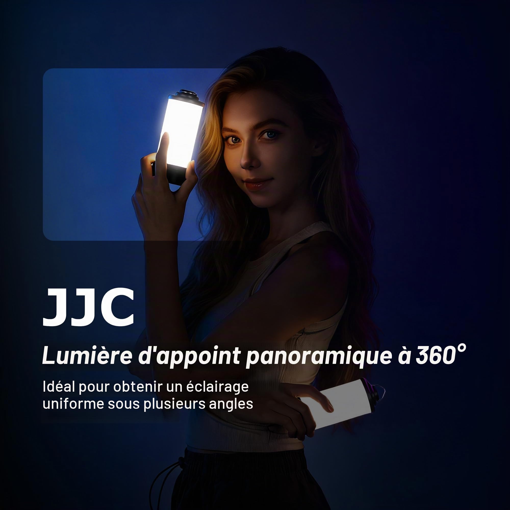 JJC Panoramica Lampe LED 360° pour GoPro MAX/Pocket 3/Insta360 X5 X4 Air, 5 niveaux de luminosité et 3 modes de couleur Omni-directionnel, lampe éclaircissante portable, trépied rechargeable, montage