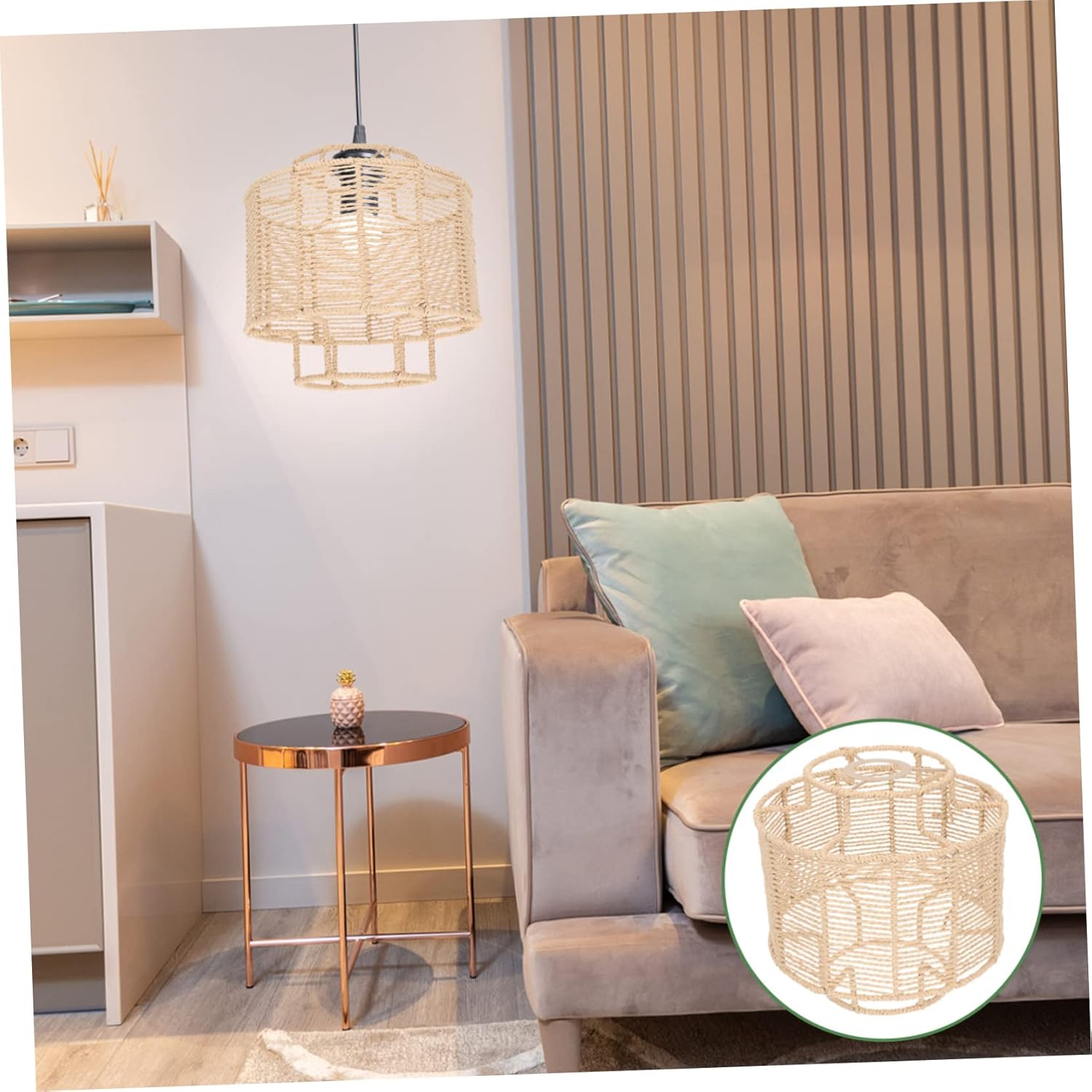 Replacement Lampshade Braided Drum Style Small Lampshade Indoor Light Fixture Paper Rope and Wrought