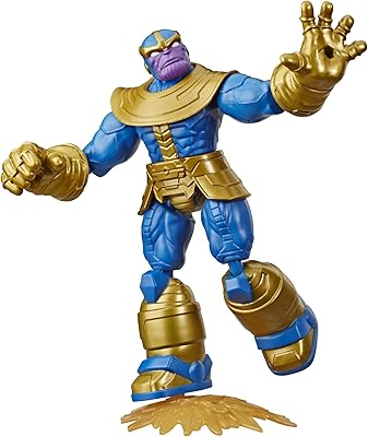 Avengers Marvel Bend and Flex Action Figure Toy, 6-Inch Flexible Thanos Figure, Includes Blast Accessory, for Kids Ages 4 and Up