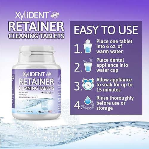 Miniatura 3 de XyliDENT - Tabletas de limpieza de retenedores, limpiador dental para dentaduras, protectores nocturnos y protectores bucales, fórmula natural que