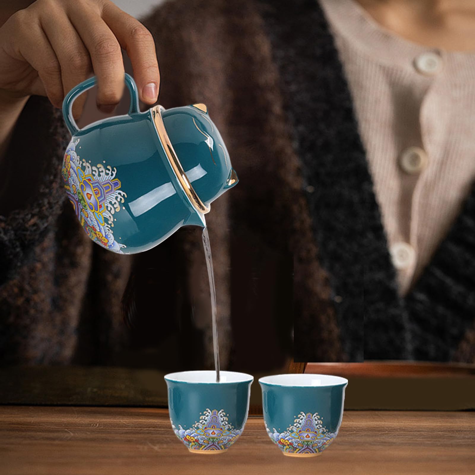 Set de Cerámica Filtro para té e infusor de porcelana antigolpes | Juego De Tazas De Té sin plomo, apto microondas, lavavajillas, compacto, apilable, infusor viaje, hogar, oficina