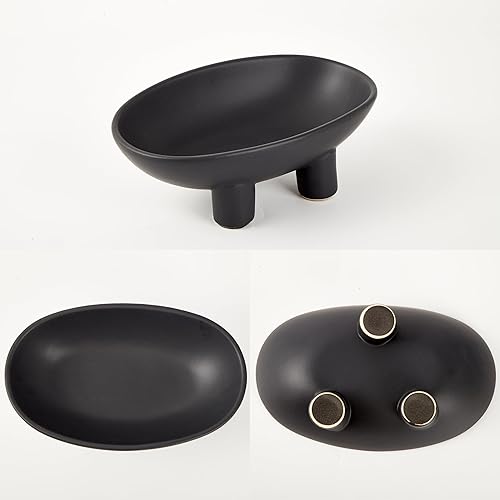 Miniatura 7 de Denique Frutero de cerámica para encimera de cocina, cuenco decorativo de 3 patas de 10 pulgadas para decoración de mesa, plato de frutas de