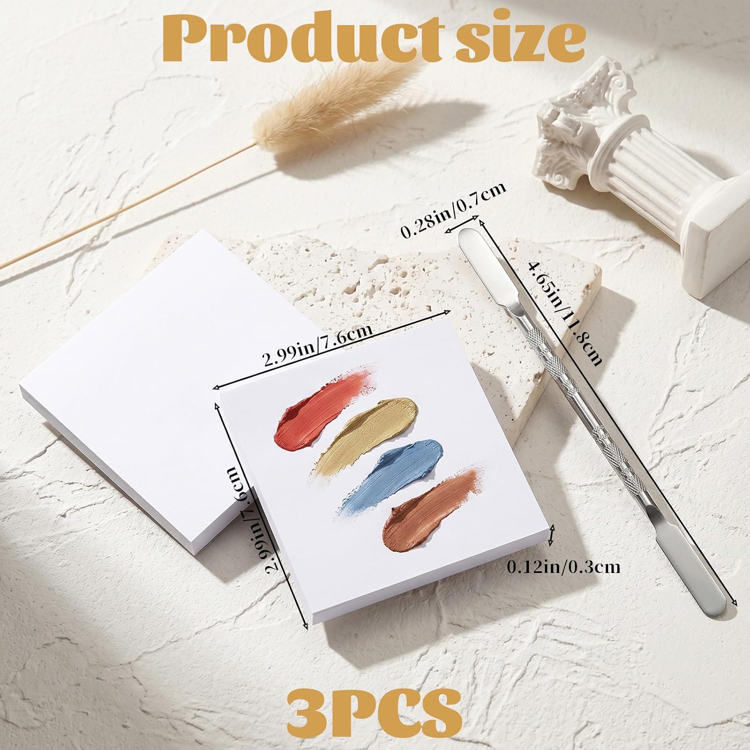 Gjinxi 150 Sheets Disposable Nail Polish Palette Paper Waterproof Art Mixing Tool Double Side Nail Pallet Mats Portable Supplies Accessories With Stainless Stirring Rod for Gel Makeup Color Home Salon