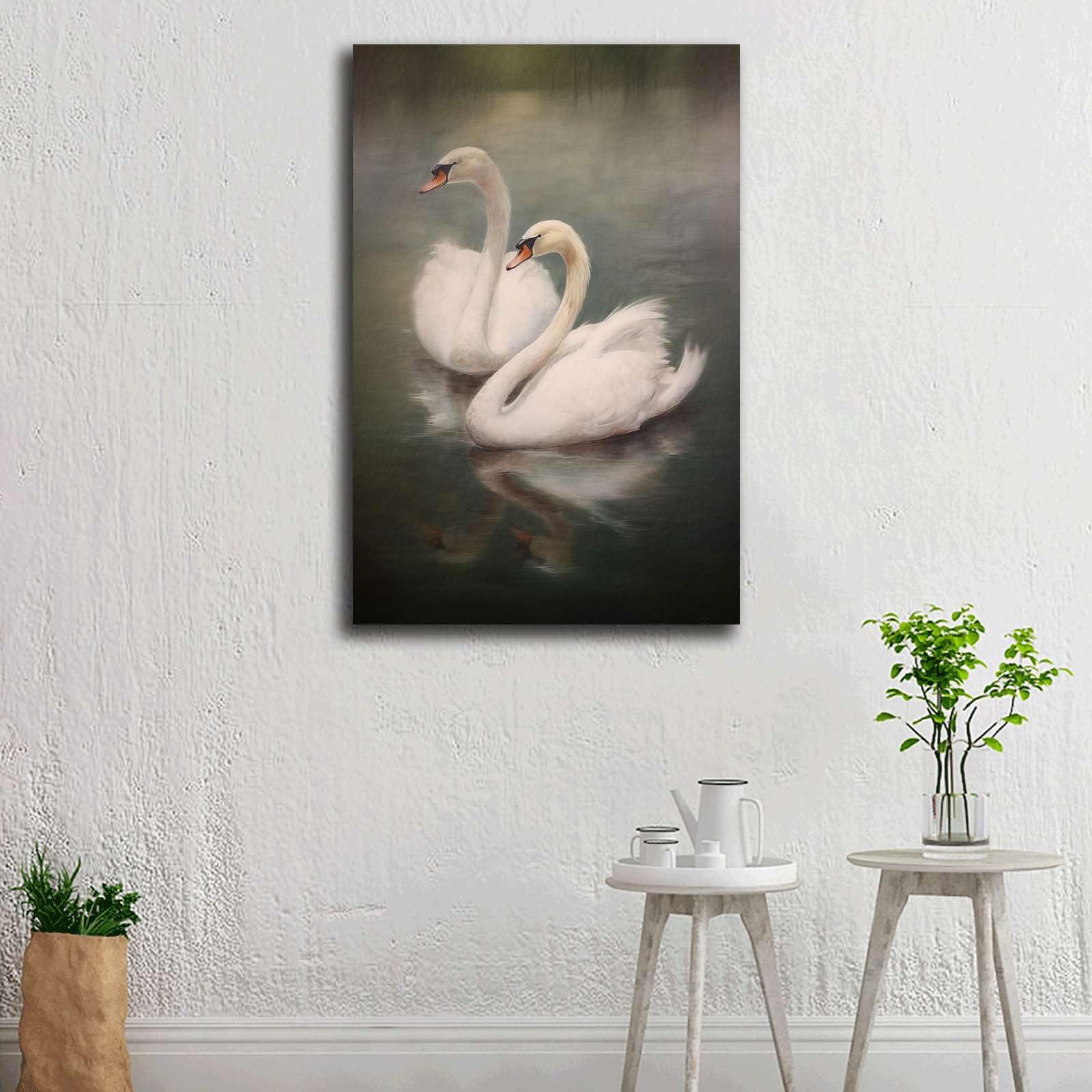 RFVBNPWA Canvas Art Prints Vintage Swan Print Suitable for Living