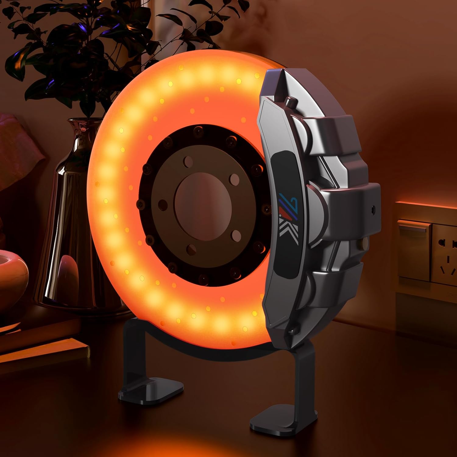 Unique 3D Brake Disc Night Light, Rechargeable USB Touch Control Desk Lamp & Room Decor ,Cool Gifts for Car Lovers, Men, Dad, Husband, Teens and Kids, Personalized Funny Valentine's Day Gift for Him