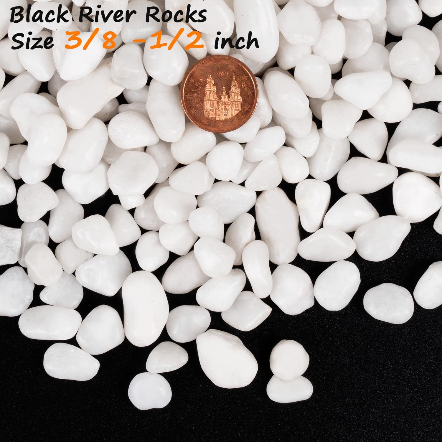 15LBS Black River and 15 LB White Pebbles Small Decorative Stones for Indoor Vases, Pots, Landscaping, Highly Polished