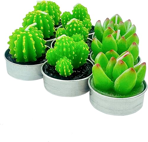 Miniatura 4 de 9 velas de té de cactus sin perfume con multicolor, velas de té de parafina, mini velas de mesa para el hogar, bodas, cumpleaños, velas decorativas