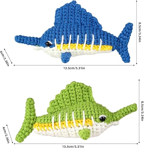 Miniatura 7 de Kit de ganchillo de animales, kit de tejido de pez vela con video paso a paso, ganchillo para principiantes adultos, regalo de cumpleaños y