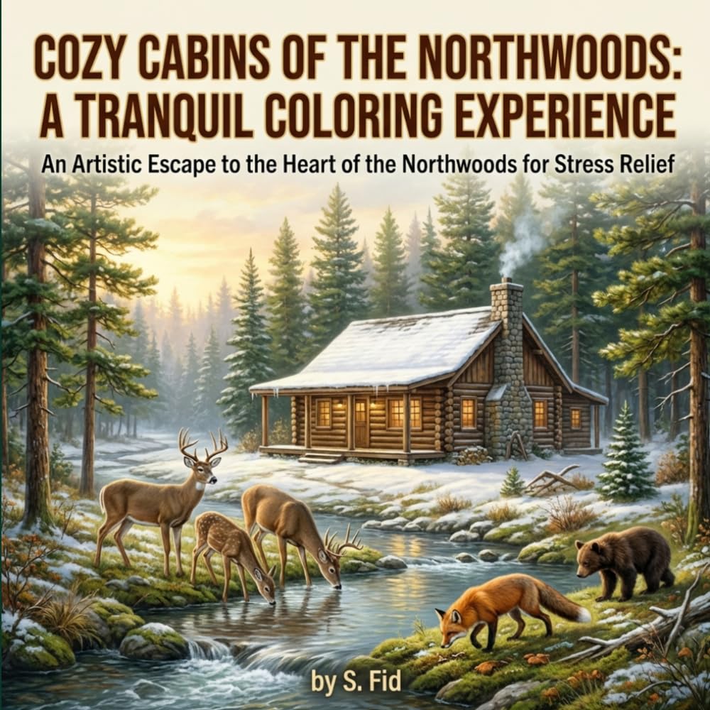 Cozy Cabins of the Northwoods: A Tranquil Coloring Experience: An Artistic Escape to the Heart of the Northwoods for Stress Relief