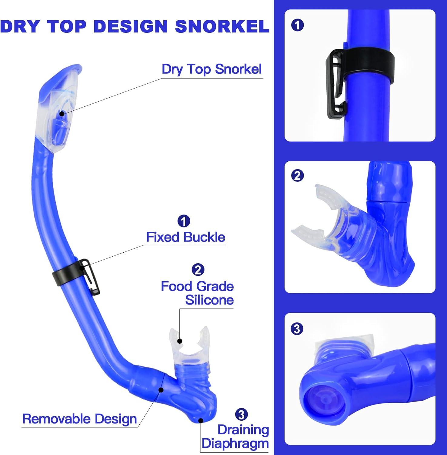 Kids Snorkeling Set - Adjustable Flippers + Panoramic Snorkel Mask + Dry Snorkel Tube + Travel Bags - Suitable for Kids & Juniors, Age 5-14