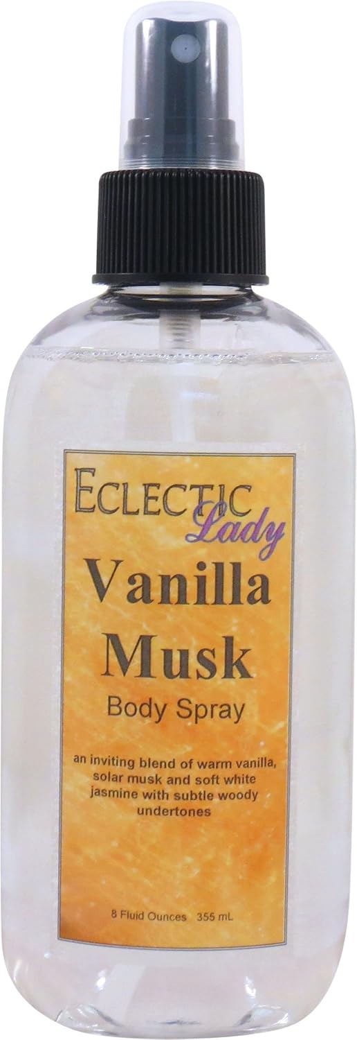 Eclectic Lady Vanilla Musk Body Spray, Double Strength, 8 ounces, Body Mist for Women with Clean, Light & Gentle Fragrance, Cologne with Soft, Subtle Aroma For Daily Use