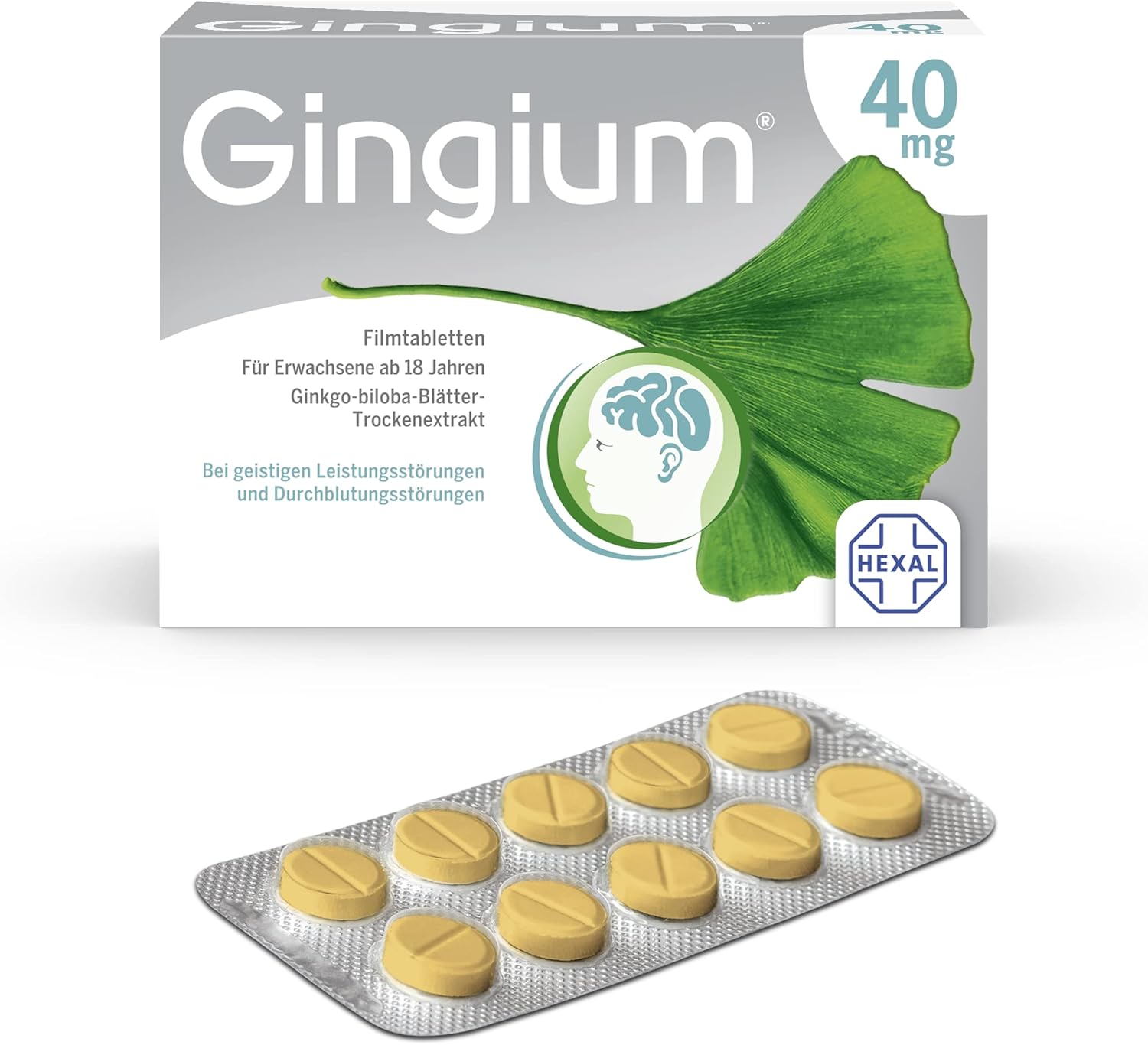 Gingium 40 mg film-coated tablets, pack of 120: act early in case of forgetfulness, plant-based and well tolerated
