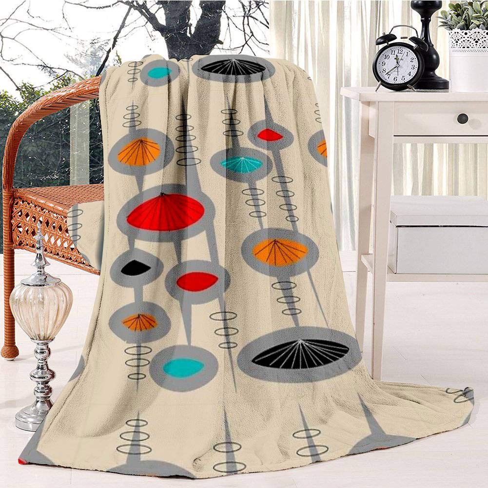 Atomic Era Inspired Art Bed Blanket Plush Velvet Soft Warm Blanket Lightweight Microfiber Cozy Blanket Christmas Blanket for Bed Couch Chair Sofa, 130x150cm