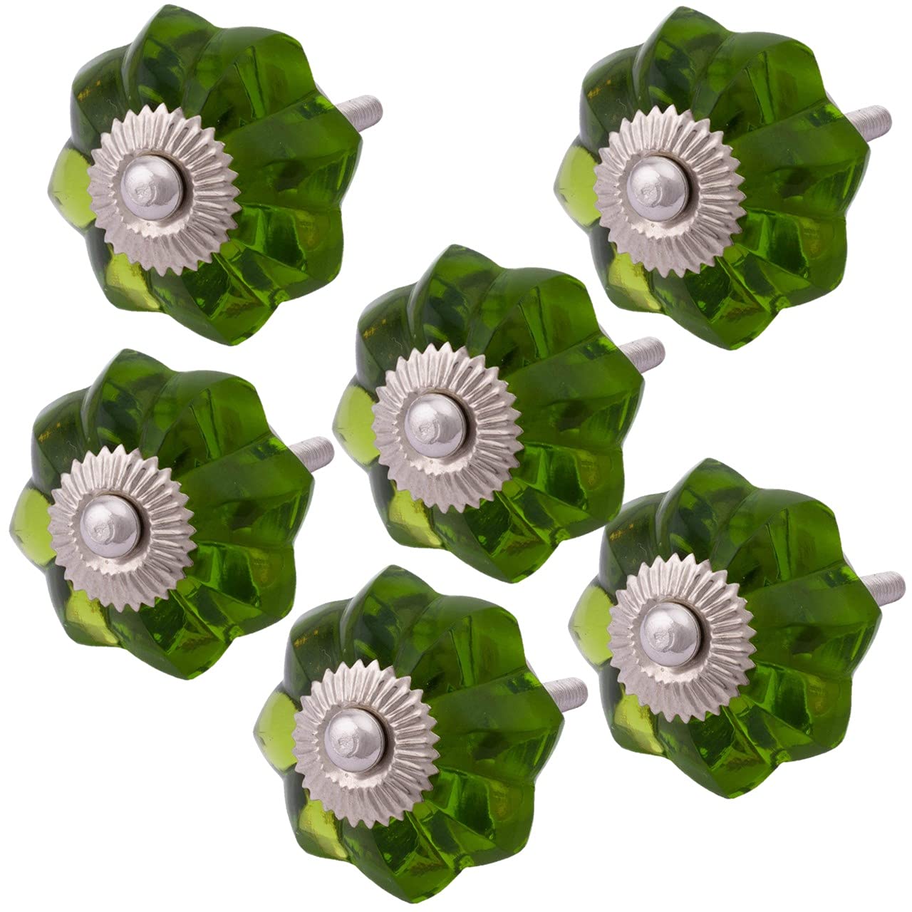 Atom 6 Pack 1.25 inches Glass Knob for Cabinet, Drawer or Door | Dresser Wardrobe Kitchen Crystal Globe | Kids Pulls Handles for Furniture (lite Green, Small)-image-20