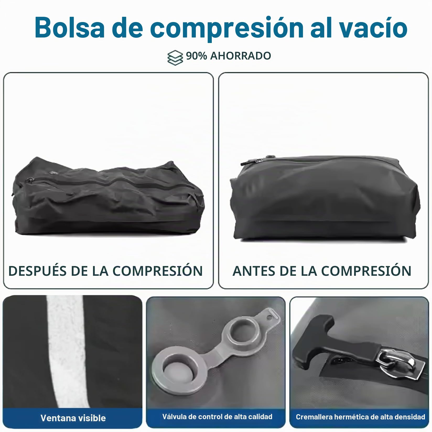 Bolsas de vacío de viaje con bomba eléctrica, paquete de 2 bolsas de compresión reutilizables de 17L para maleta de ropa hogar