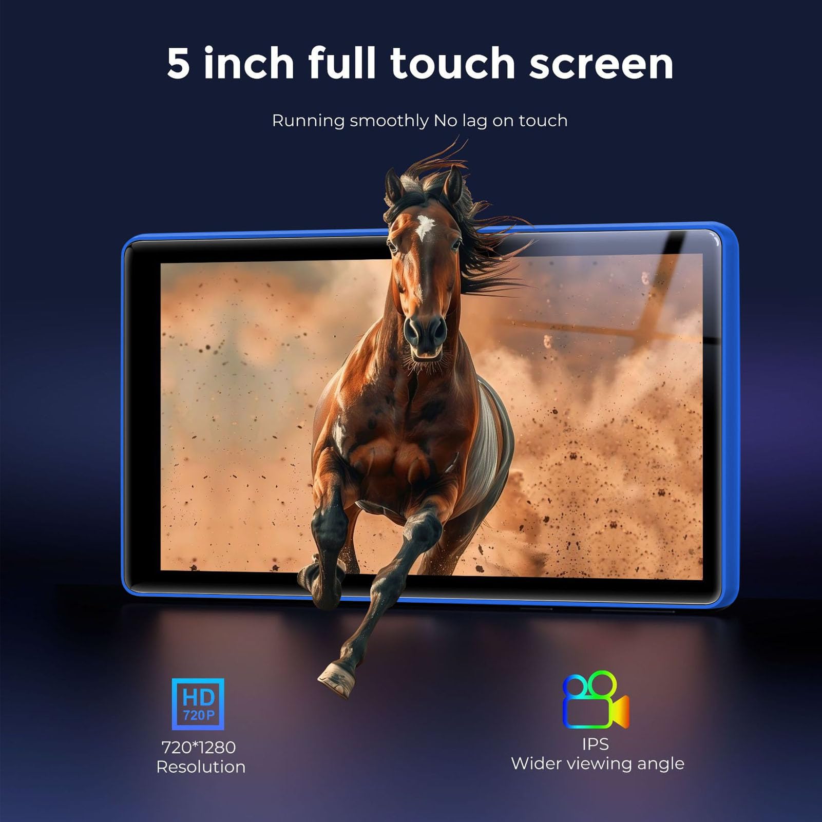 Reproductor MP3 de 64 GB, Reproductor MP4 MP5 Bluetooth 5.0 con Pantalla Táctil de 5 Pulgadas, Audio HiFi, Aplicaciones de Música Preinstaladas, para Niños y Adultos (Azul)