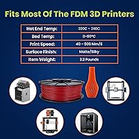 Vista 39 de 3D-Fuel 3D Filamento Pro PLA+ Negro Medianoche de Alta Temperatura y Resistente, 1.75mm, 1 kg +/- 0.02mm de Tolerancia, Fabricado en EE.UU., Fácil