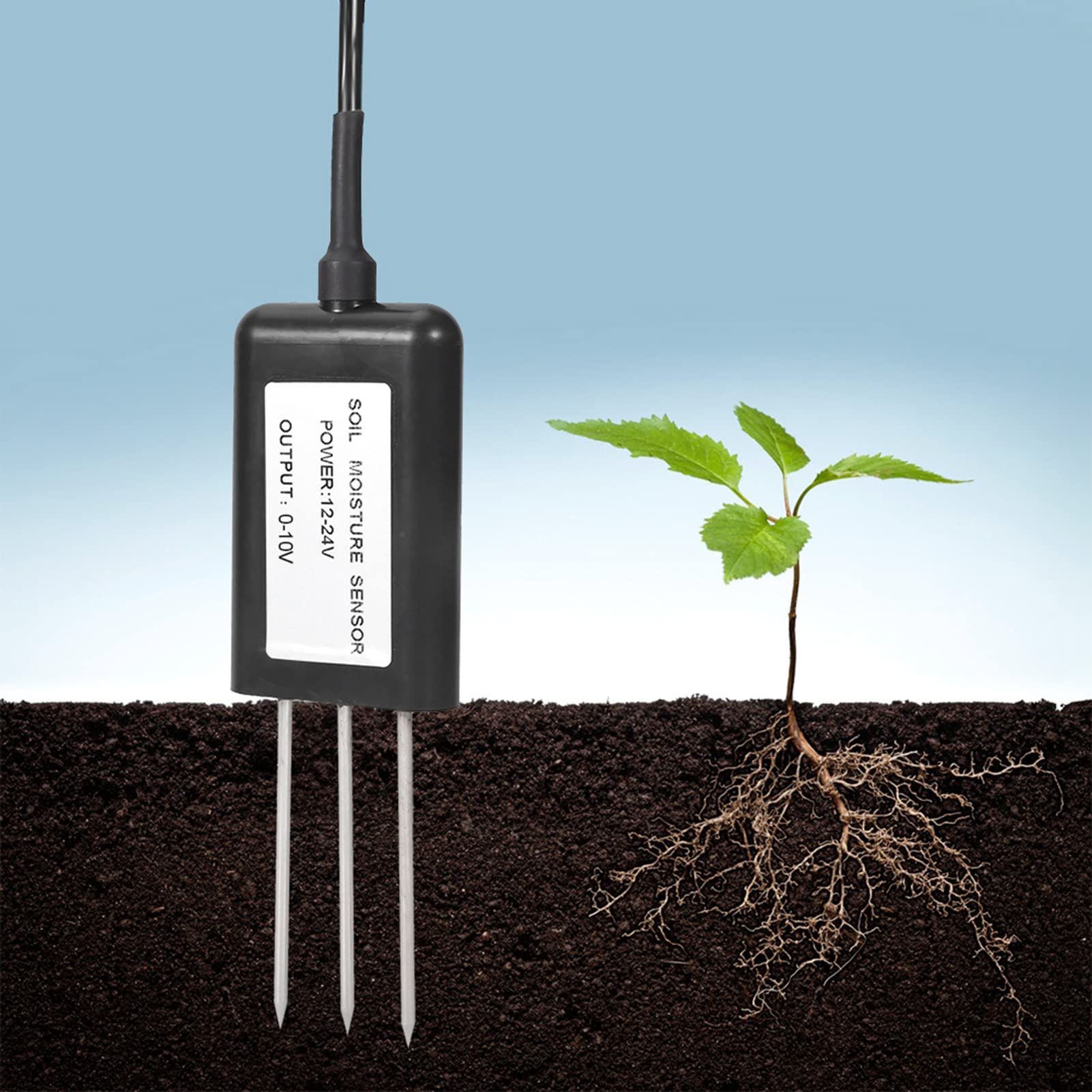 Jiawu 0-10V Bodenfeuchtigkeitstemperatursensor, IP68 Edelstahlsonde, for