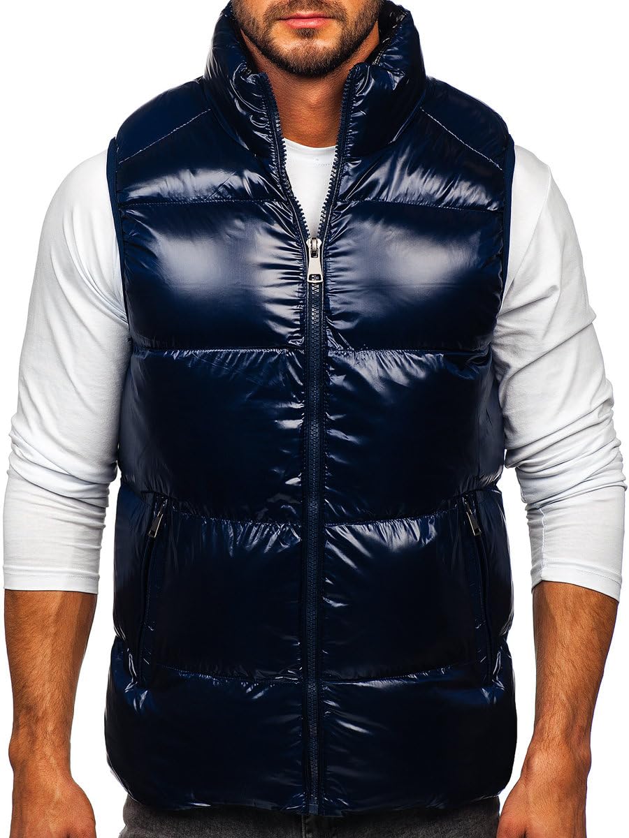 BOLF Uomo Gilet mezza stagione Autunnale Primaverile Trapuntato Cappuccio a zip Piumino Cerniera lampo Tempo libero Sport Fitness Basic Outdoor Style Mix 1U1