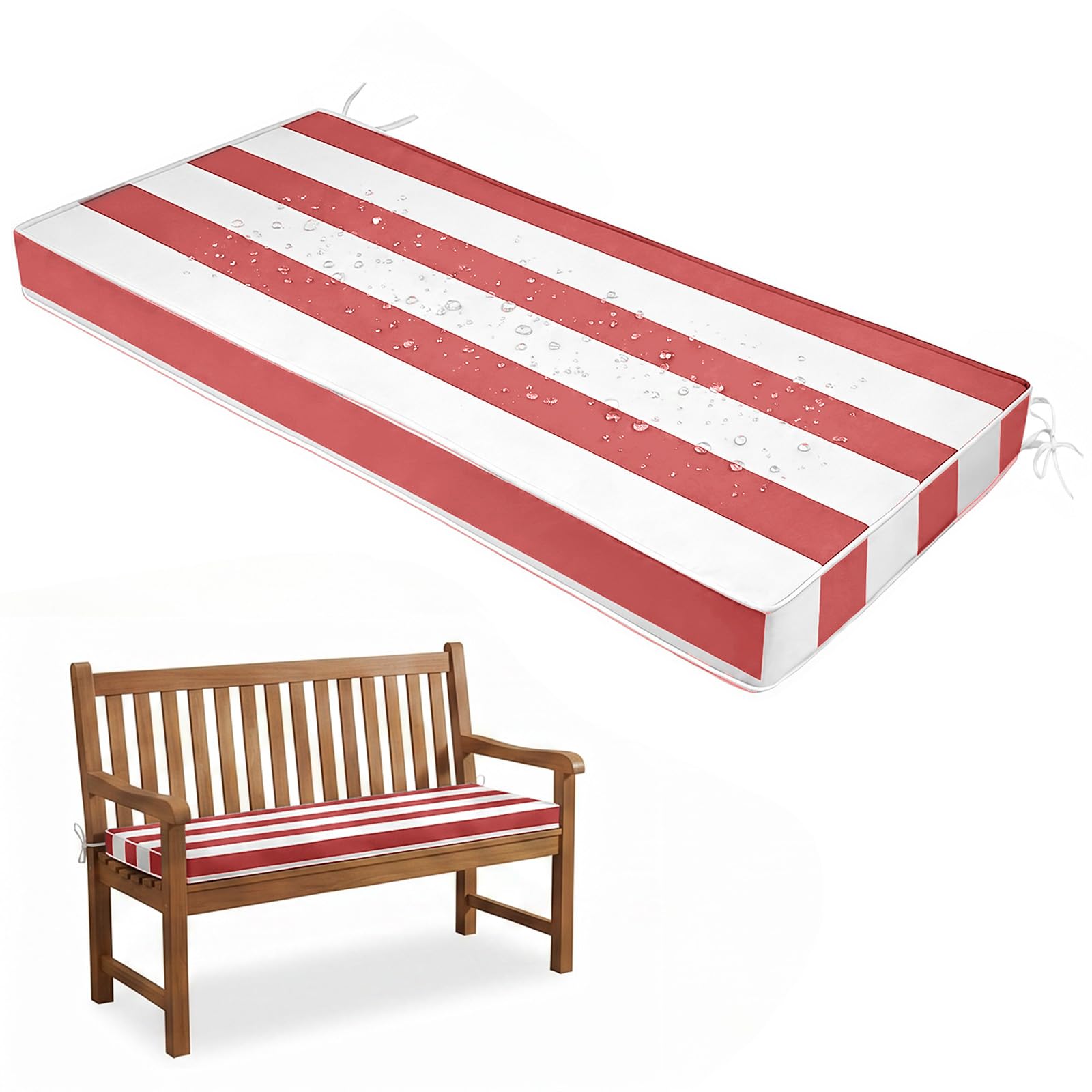 PTKG Outdoor Seat Pads 2/3/4 Seater Piped Edge Weather Resistant Garden Bench Cushions Non-Slip Seat with Zipper for Indoor Outdoor Furniture, Living Room, Kitchen, Patio — image 1