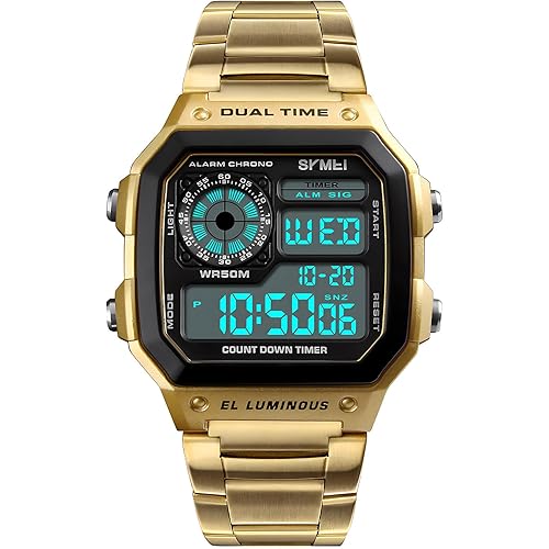 Men's Digital Multi-Function Watches Dual Time Alarm Stopwatch Countdown Backlight Waterproof Watch