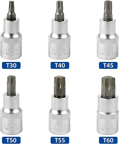 Miniatura 18 de Juego de llaves de vaso de triple cuadrado, 10 piezas, plata M4 - M18, acero de aleación S2 premium, unidad de 1/4" 3/8" 1/2