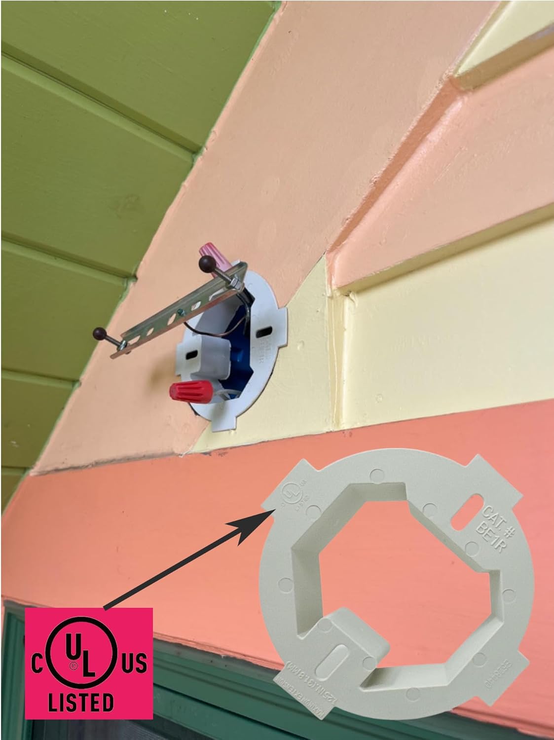 iMBAPrice BE1R-4 1-Gang Ceiling Box Extender 4-Pack, UL Listed Plastic Electrical Box Extension Ring 4.35" x 1.5" for 3.5" & 4" Round or Octagonal Boxes, Old Work Retrofit Installation
