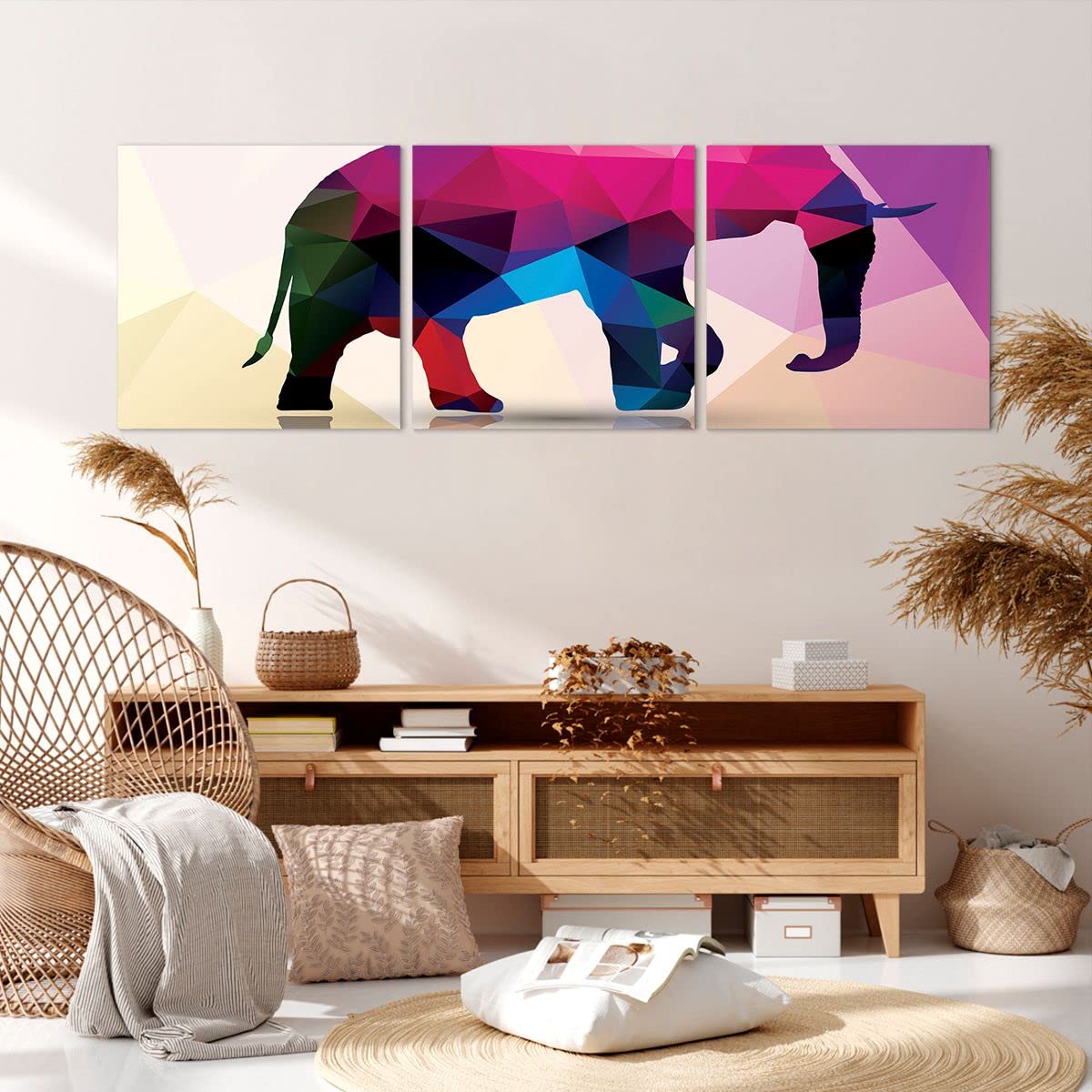 Animal Elefante Colorido Cuadro Sobre Lienzo 5 Piezas Arte Sin Marco 150 X 100 Cm Cuadros Modernos Impresión De Imagen Artística- Cuadros Decoracion Salon Grandes Cuadros Para Dormitorios Modernos