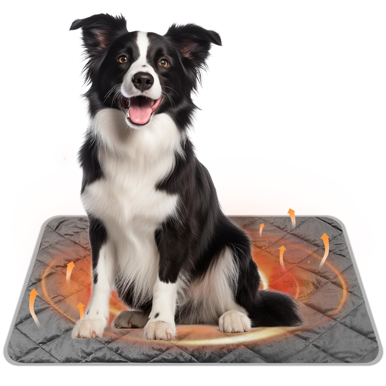 Aurobest 115 x 72cm Self Heating Pet Pad, No Electric Self-Warming Cats Mat, Non-Slip Soft Dog Bed, Machine Washable Pet Blanket, Thermal Reflection Reusable Puppy Cushion for Dog Crate (Grey)