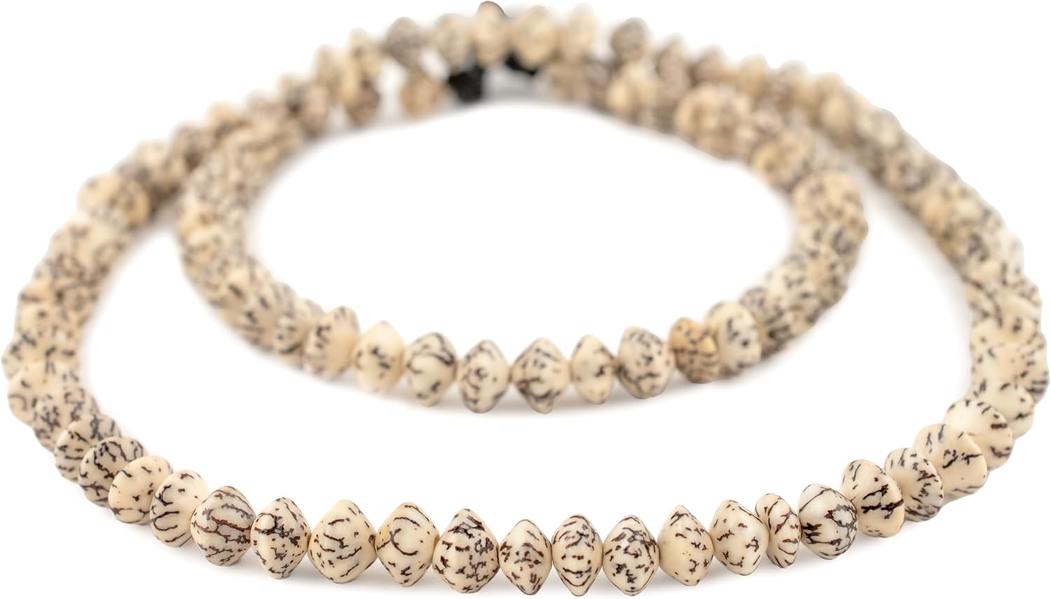 The Bead Chest Brown & Beige Natural Saucer Seed Beads 8mm Wood 27 Inch Strand