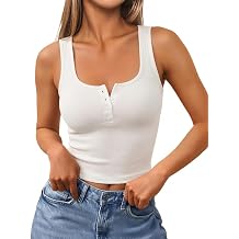Avidlove Womens Crop Tank Tops Going Out Ribbed Button Up Square Neck Summer Slimming Top Cami Shirt