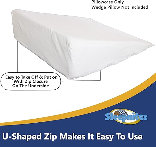 Miniatura 4 de Sleepnitez Funda de almohada de cuña para cama, color blanco, 100% algodón egipcio, funda de almohada de cuña para nuestra almohada de cuña de 8