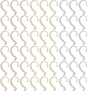 Hedume 120 Pcs DIY Ear Cuffs Earrings, Non Piercing Clip on Ear Cuff Earring, 7 Holes for Jewelry, DIY Jewelry Making Accessories for Earrings (Silver, Gold, kc Gold)