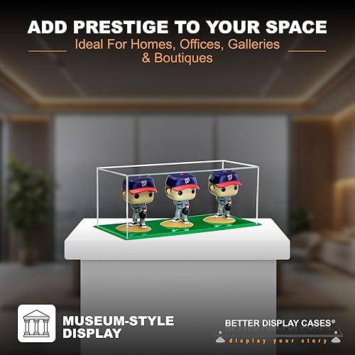 Vista 103 de Better Display Cases Versátil vitrina de acrílico transparente - Caja rectangular grande con base blanca 18" x 12" x 3" (BK09)