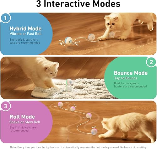 Miniatura 3 de Cheerble Juguete interactivo de bola para gatos, bola malvada M3, juguetes interactivos automáticos para gatos de interior con 3 modos, juguetes