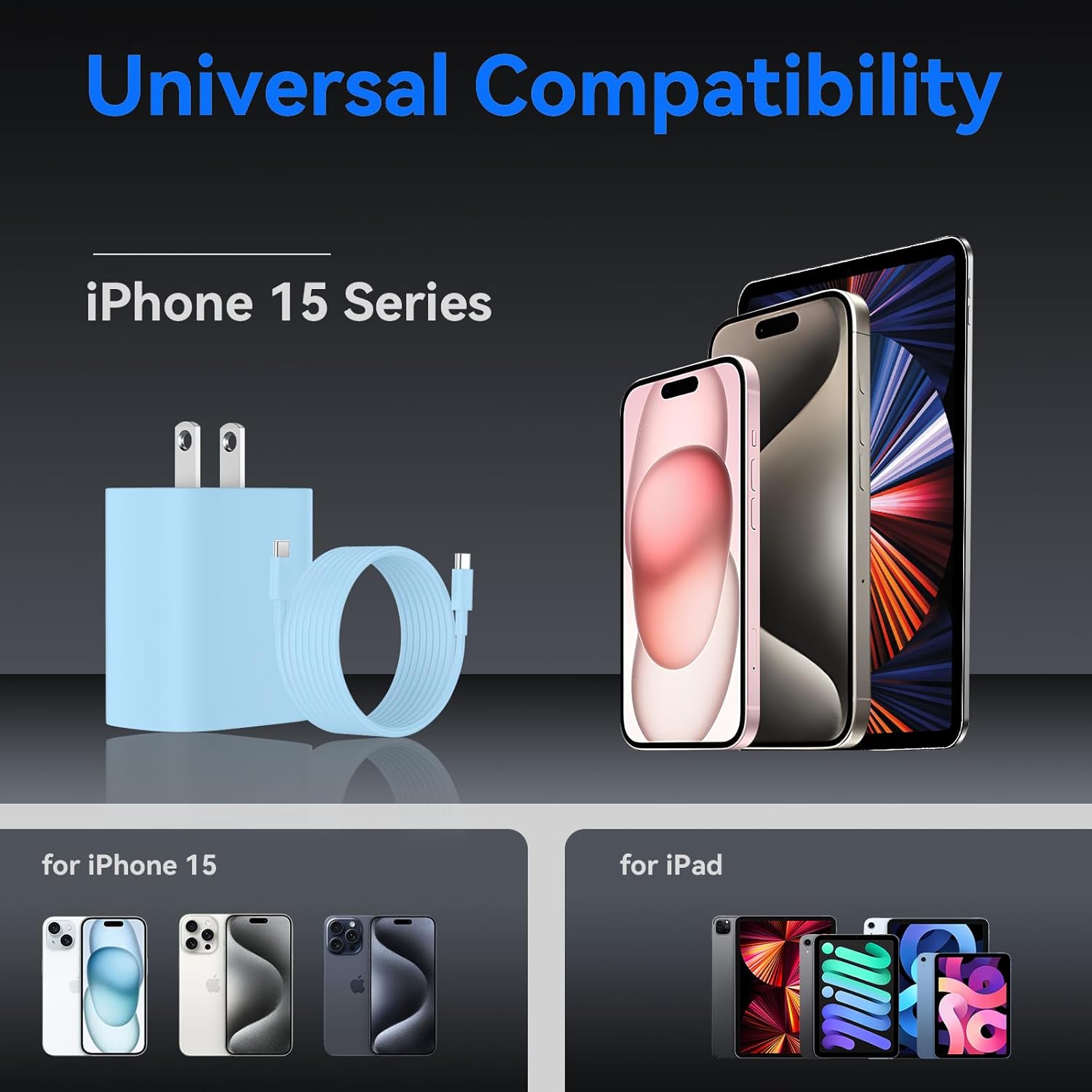 iPhone 17 16 15 Charger Fast Charging, 10 FT iPhone 17 Pro Max Charging Cable(65W/3A) Long USB C 10FT Cord with 20W PD Fast iPhone 17 Pro Max Charger Block for iPhone 17/17 Pro Max/17 Air/16/15 Series