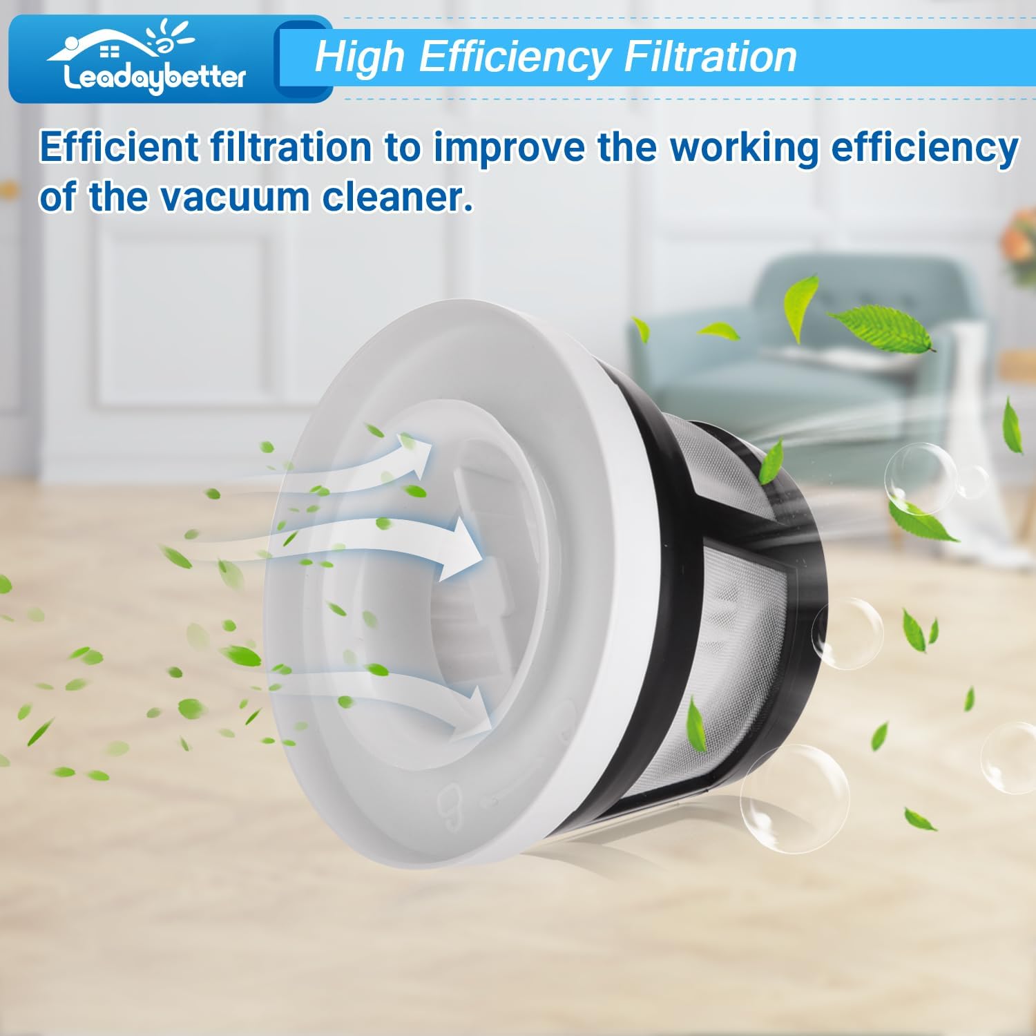 Leadaybetter 29869 Filters Compatible with Bissell AeroSlim 29869 29861 29867 29868 29866 2986 29864 2986T 29863 Cordless Handheld Vacuum, 4 Pack 2986 Filter Replacements, Part # 1624405 - Image 4