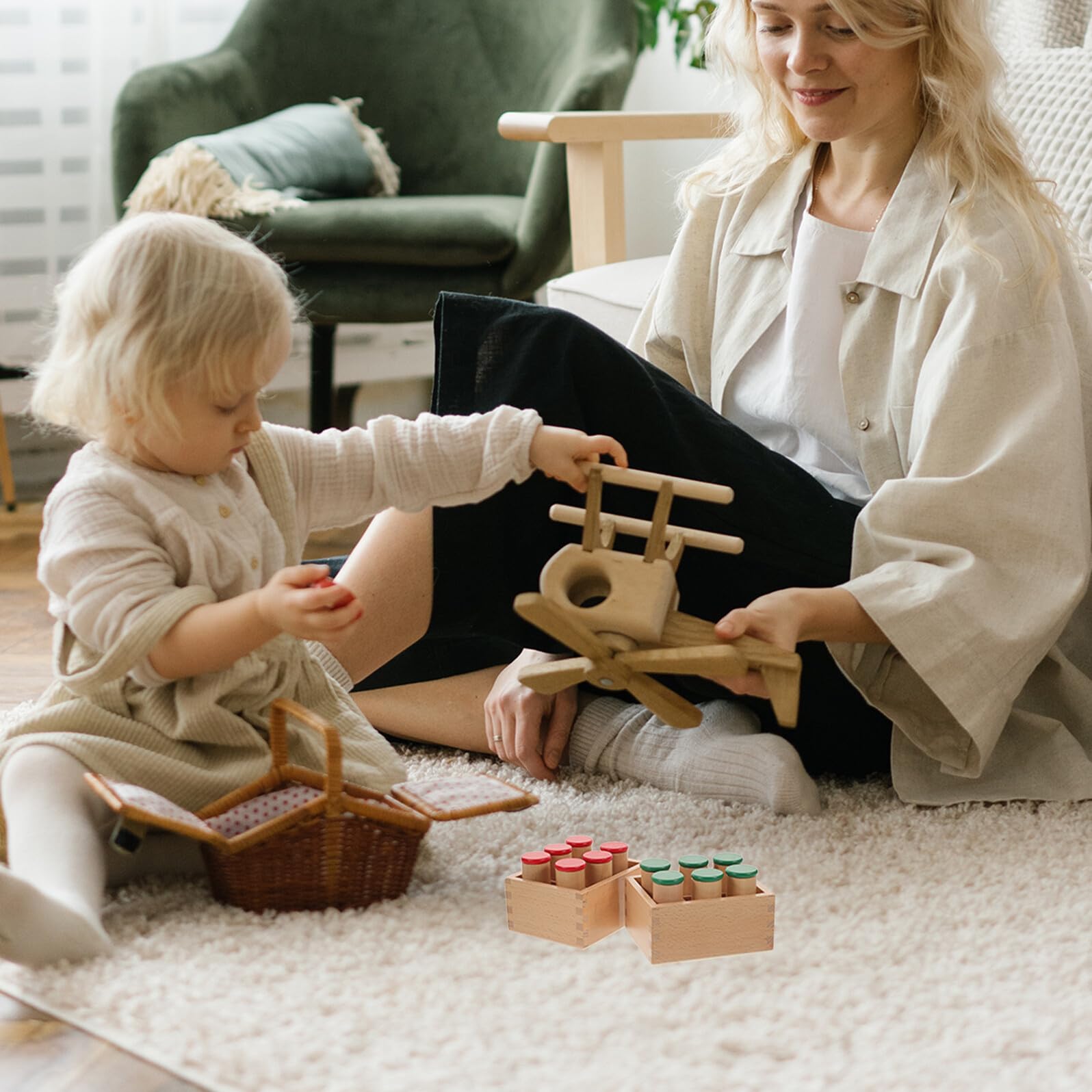 Giocattolo Sensoriale in Legno a Sei Scomparti per Bambini