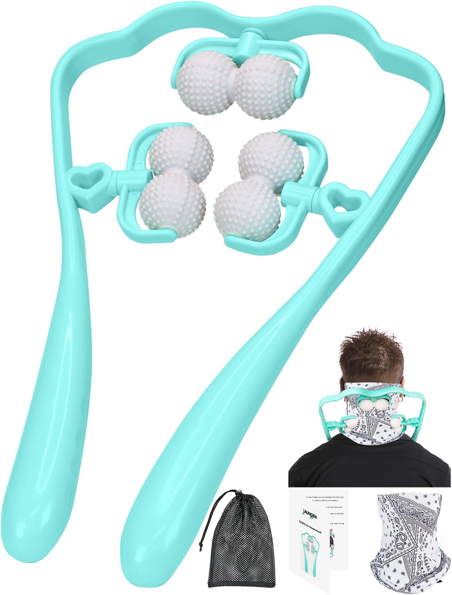 Upgrade Neck Massager, Neck Massager for Pain Relief deep Tissue, 6 Balls Massage Roller,Manual Neck Massager, Shoulder Massager, Handheld Neck and Back Massager Roller Legs Shoulder Relaxer