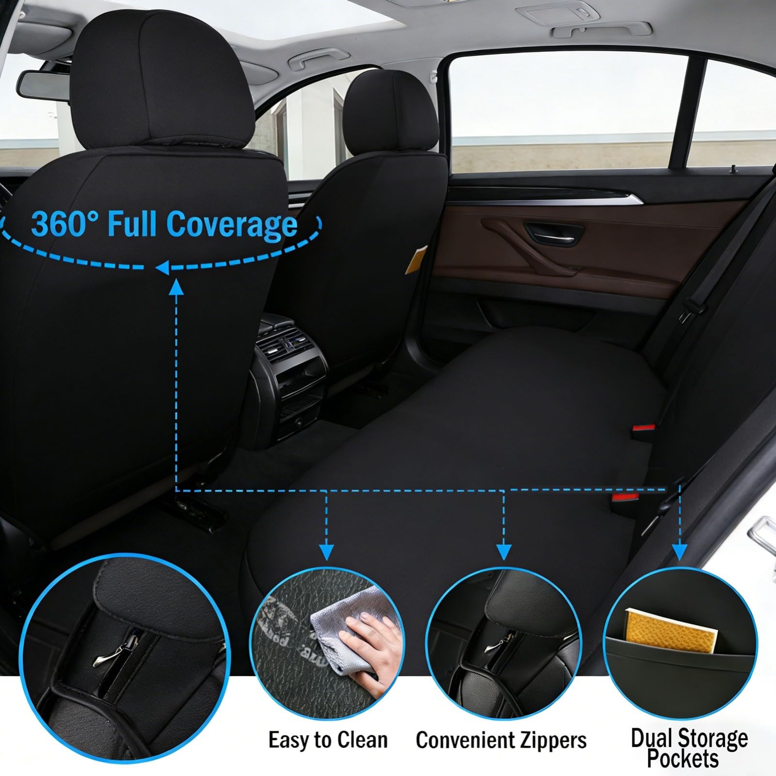 Fundas Asiento Cuero Coche - Juego Completo 5 Piezas (Delanteros y Traseros) - Impermeables, Cómodas - Compatible AirbagCinturón Seguridad【para New Hyunda Tucson 2024,Gris】
