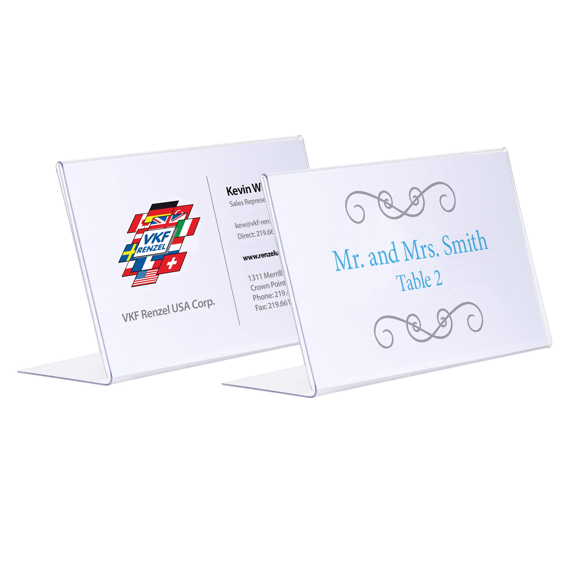 Pack of 50 Slanted Business Card Holder/Place Card Holders, 3.5" x 2 "