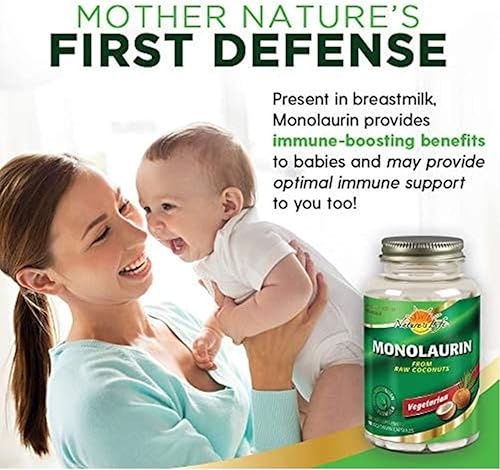 Miniatura 10 de Natures Life Cápsulas de monolaurina 990 mg  Vegetariano  Apoyo para la función inmunológica saludable y la digestión  Derivado de cocos crudos
