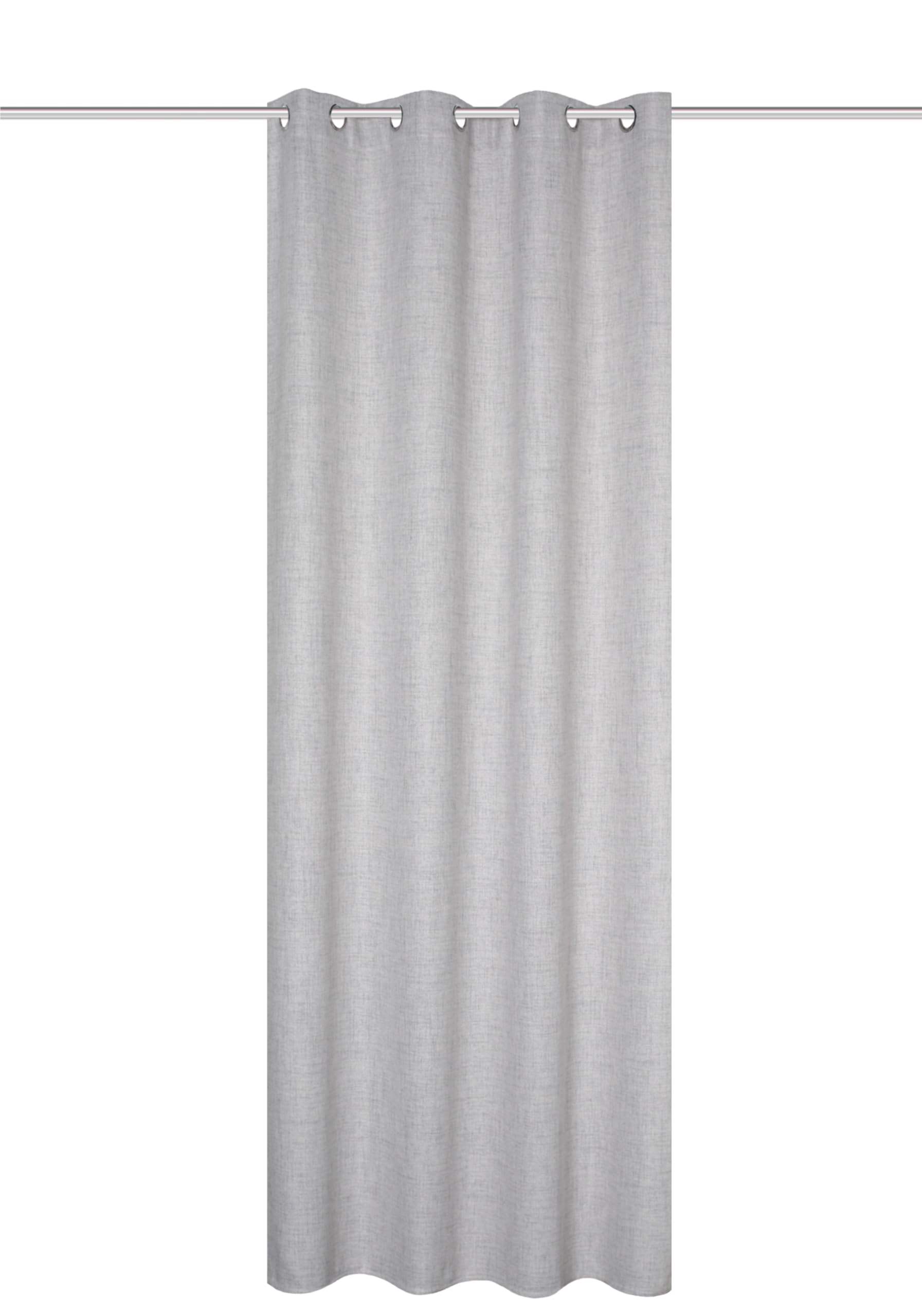 HOME WOHNIDEEN Linora ready-to-use curtain with eyelets in linen structure, 245 x 140 cm, opaque, colour: grey, size: 245 x 140 cm, quantity: 1x