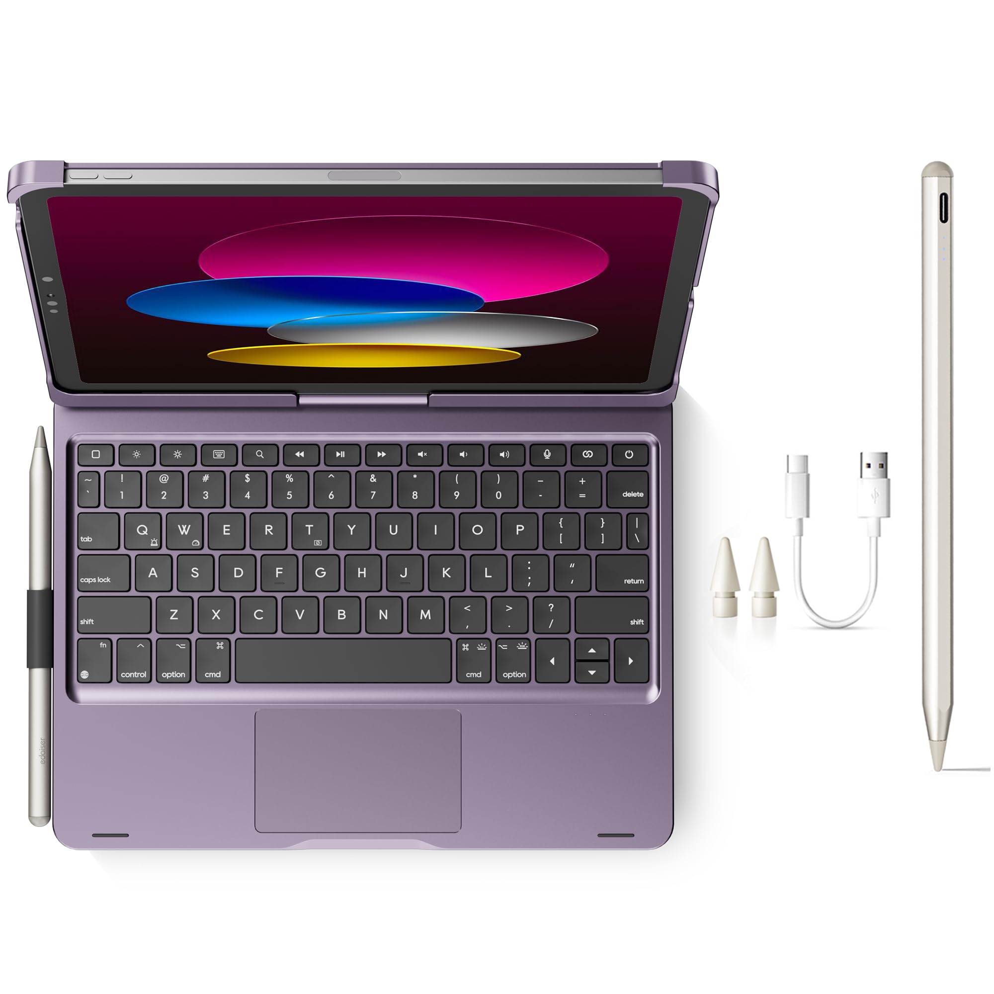 edaiser Stylus Pen + Swivel Keyboard Case for iPad 10th & A16 11th Generation